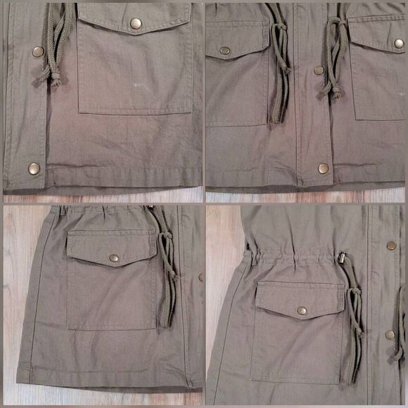 💜Zenana Olive Zipper Front Hooded Sleeveless Utility Jacket Large - Picture 11 of 16